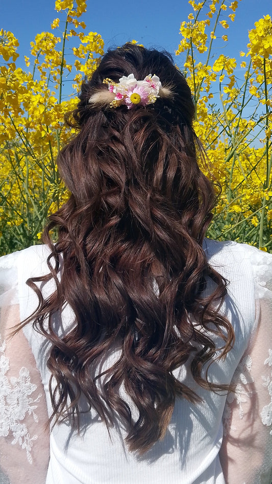 Haarkamm Rosa/Gelb