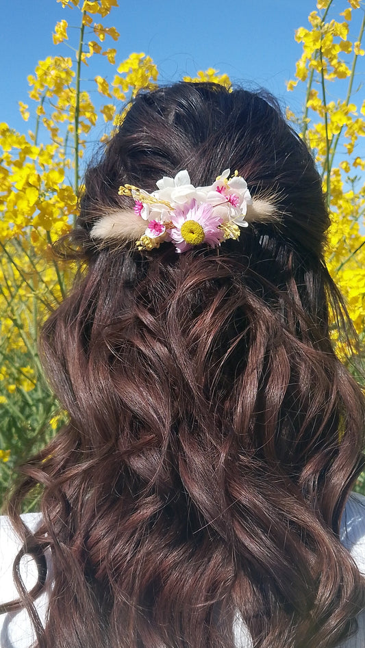 Haarkamm Rosa/Gelb